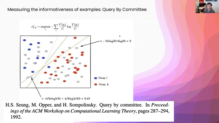 Measuring the informativeness of examples: Query By Committee
